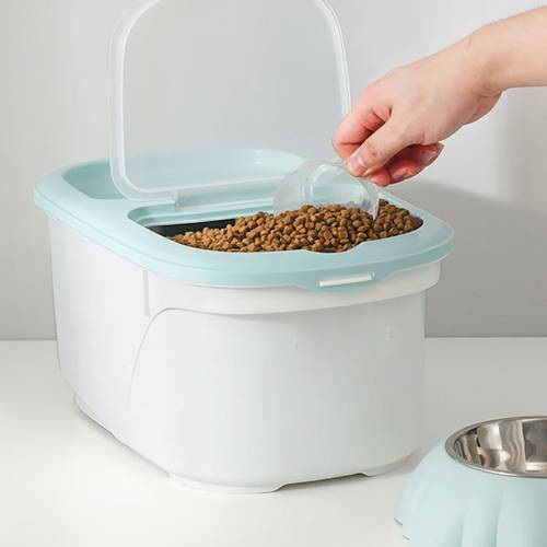 Pet Food Storage Containers With Measuring Cup Dog Cat Food Barrel Grain Damp-Proof Sealed Bucket Storage Boxes Pet Supplies