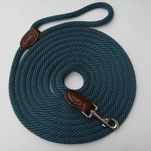 Nylon Strong Dog Rope Lead Leash Training Dog Lead Leather handmade dog leash 5ft 10ft 20ft 30ft Long blue red brown