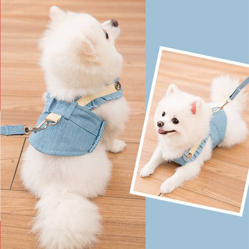 Cute Pet Chest Strap Breathable Dog Walking Rope For Small Dogs Pomeranian Corgi Pet Vest Harness Rope Pet Dog Harness Leash Set