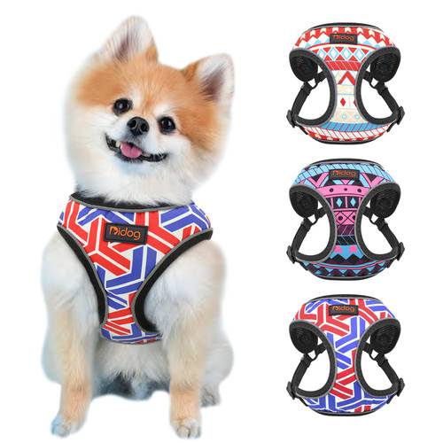 Reflective Puppy Dog Harness Mesh Nylon Dogs Cat Vest Harnesses Pretty Printed For Small Medium Dogs Cats Chihuahua Yorkshire