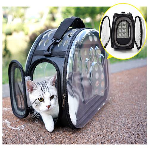 Foldable Cat Travel Bag Pet Handbag Breathable cat Dog Carrying Case Outside Space Puppy Transparent Shoulder Bag Pet Supplies
