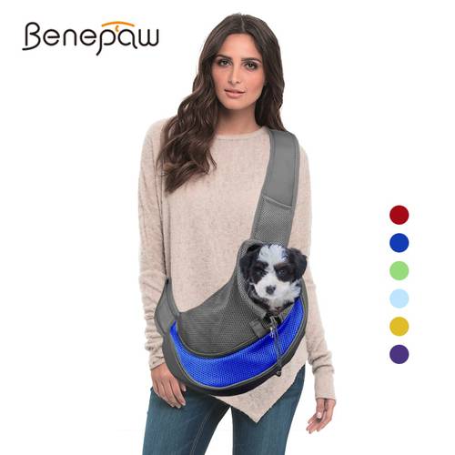 Benepaw Breathable Mesh Small Dog Bag Comfortable Durable Adjustable Strap Pocket Pet Sling Safety Hook Carrier Cat Puppy Travel