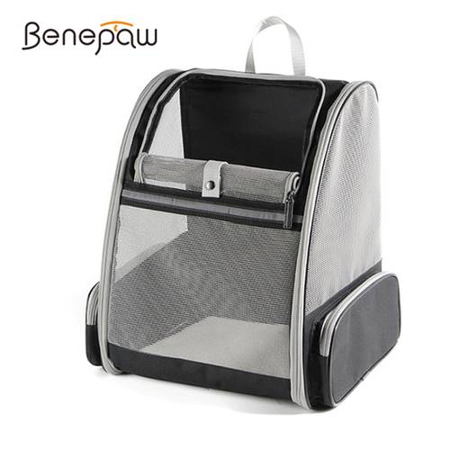 Benepaw Breathable Small Dog Backpack Comfortable Travel Safety Strap Pet Carrier For Cats Puppies Foldable Carrying Bag Mat