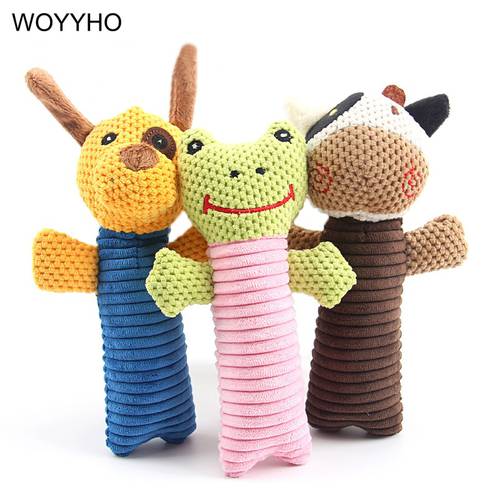 Cartoon Animals Squeak Dog Toys Puppy Cat Plush Chew Toys Tooth Cleaning Interactive Sound Toy For Small Dogs Teddy Chihuahua