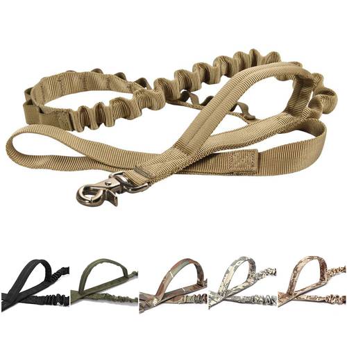 Adjustable Military Tactical Bungee Dog Leash 2 Handle Quick Release Dog Pet Leash Elastic Leads Rope Dog Training Leashes