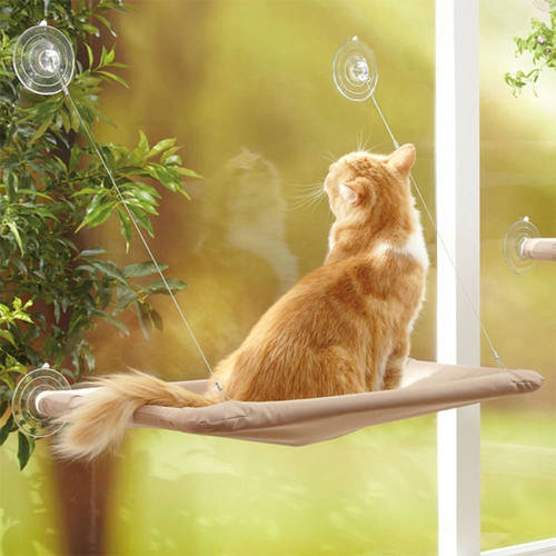 2019 Cute Pet Cat Hammock Bearing Strong Suction Window Mount Comfortable Sunny Seat Cat Sunbathing Lounge Chair Indoor Pet Bed