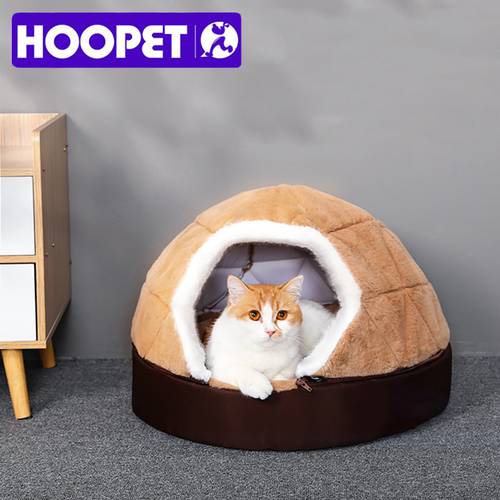 HOOPET Warm Cat Bed House Bed for cat puppy Disassemblability Windproof Pet Puppy Nest Shell Hiding Burger Bun for Winter
