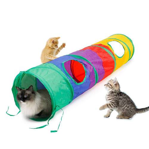 Foldable Cat Tunnel Practica Pet Tube Collapsible Play Toy Indoor Outdoor Kitty Puppy Toys for Puzzle Exercising Hiding Training