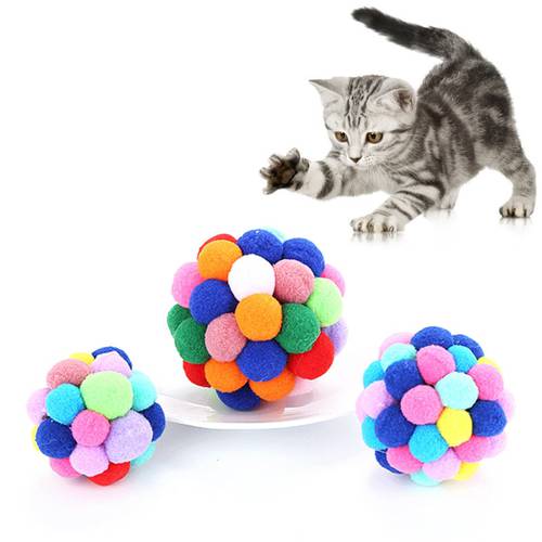 Colorful Handmade Pet Cat Toy Bouncy Ball Interactive Toy Cat Plush Cat Toy Set Cat Toys Interactive Mimi Pet Supplies