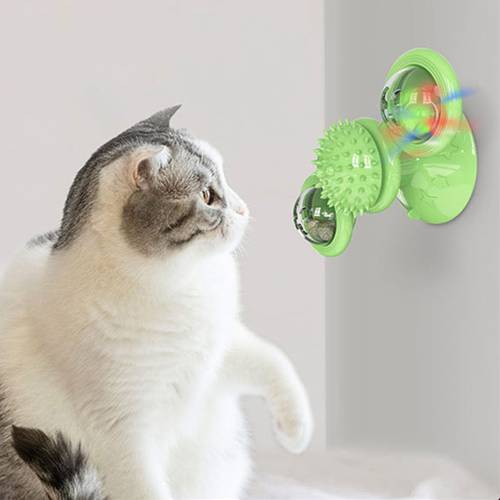 Cat Windmill Toys Puzzle Whirling Turntable With Brush Cat Play Game Toys Windmill Kitten Interactive Toys Supplies Pet