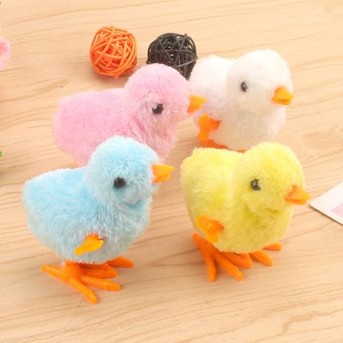 1PCS Creative Cat Toys Cute Plush Clockwork Chicken Cat Dog Toy Wind Up Chick Jumping Chicken Toy Cat Interactive Training Toy