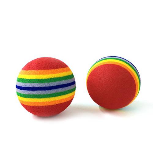 1Pcs Rainbow 3.5cm Cat Toy Ball Interactive Cat Toys Play Chewing Rattle Scratch EVA Ball Training Pet Supplies Shipping