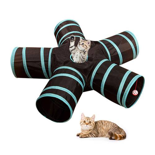 Pet Cat Tunnel Toys 3/4/5 Holes Foldable Pet Cat Kitty Training Interactive Fun Toy For Cats Rabbit Animal Play Tunnel Tubes