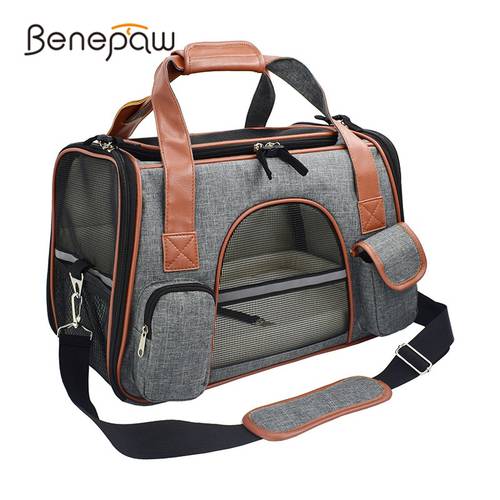Benepaw Portable Small Dog Carrier Comfortable PU Handle Lockable Zipper Pocket Washable Mat Pet Carrying Bag For Puppies Cats