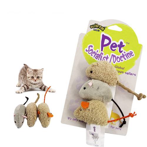 3Pcs Pet Cat Bite-resistant Toy Plush High Simulated Little Mouse Mouselet Hide and Seek Game Props Pet Accessory