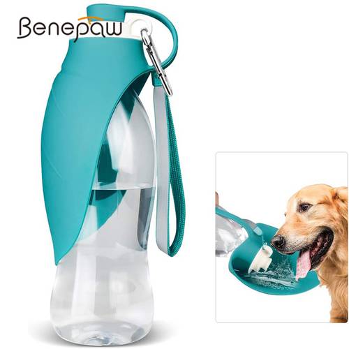 Benepaw Portable Dog Water Bottle Drinking Cup Bowl Safe Leakproof Pet Drinking Bottle For Outdoor Traveling Walking 580ml/20oz