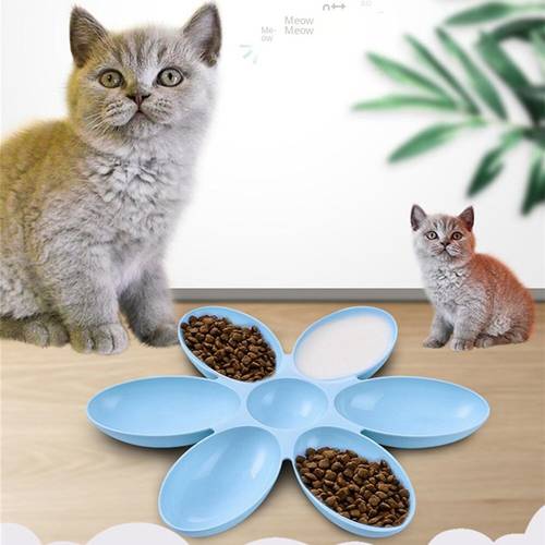 Dog Feeding Bowls 6 Connected Bowls for Small Cats Dogs Petal Shape Water Food Feeder Bowls Pet Feeding 6 Pets Eat the Same Time