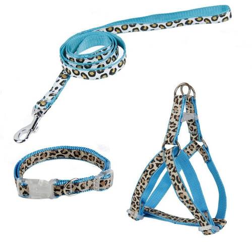 Wholesale Leopard Collar Leashes Harness Set Pet Leash Dog Adjustable Safety Walking Outing Rope Puppy