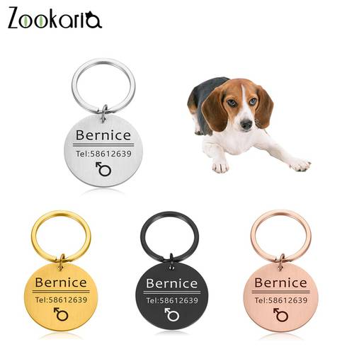Free Engraved Pet ID Tag Dog Collar Accessories Decoration Pet Name Number Collars Stainless Steel Cat Tag Customized Tag