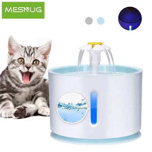 MESNUG Automatic Cat Fountain 2.4L Safe Kitten Water Dispenser With LED Light Quiet Pet Filter Drinking Fountain Easy To Clean
