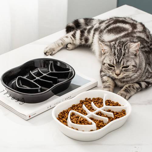Ceramic Slow Feeder Dog Bowls Cat Bowl,Ceramic Fun Interactive Feeder Bloat Stop Cat Bowl Preventing Feeder Anti Gulping Healthy