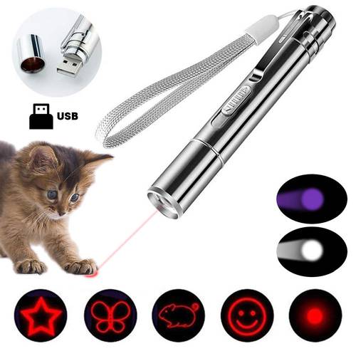 Portable Creative Funny Pet Cat Toy Training Tool Cat LED Pointer Pen Interactive Toy With Bright 5 Changeable Patterns