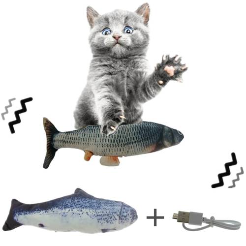Moving Fish Electric Toy For Cat USB Charger Interactive Cat Chew Bite Toys Supplies Kitten Fish Flop Cat Wagging Toy
