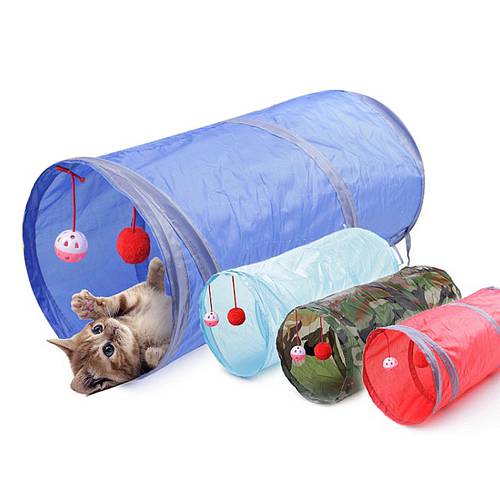 Cat Toy Funny Cat Tunnel 2 Holes Play Tubes Balls Collapsible Crinkle Kitten Toys Puppy Play Dog Chat Tunnel Home Gatos Kitchen