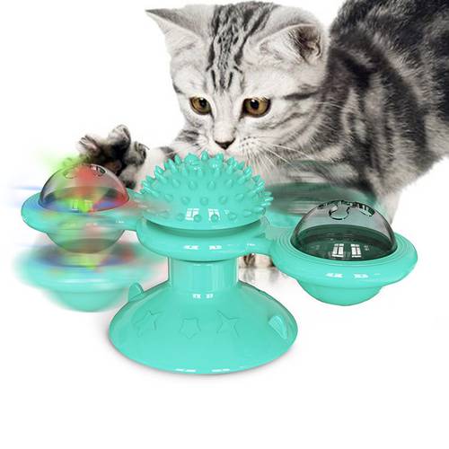 Cat Toys Whirling Turntable For Cats Puzzle With Massage Brush Cat Play Game Toys Windmill Kitten Interactive Toys Supplies Pet