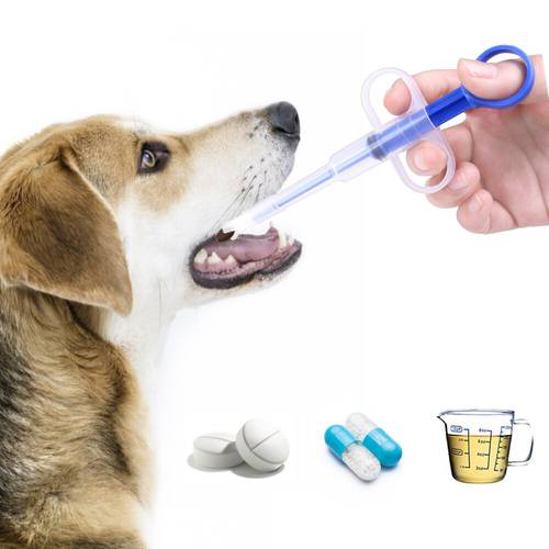 Pet Cat Dog Feeder Medicine Dispenser PP Pills Capsule Tablet Pusher Feeding Injection Needle Container Supplies 1pc