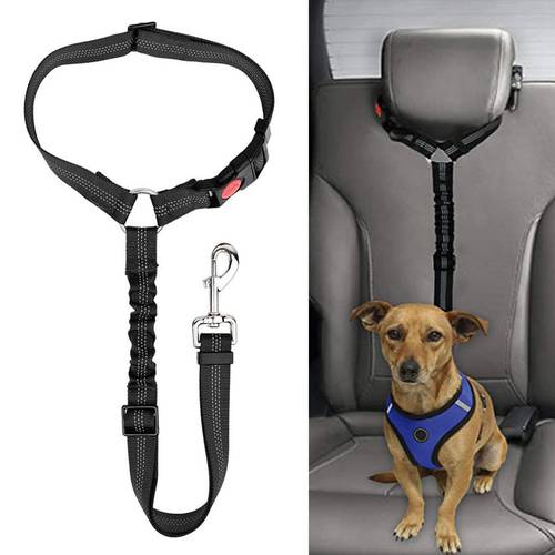 Dog Seat Belt Pet Car Seatbelt Adjustable Puppy Safety Seat Belt Reflective Elastic Bungee Connect Dog Harness in Vehicle Travel