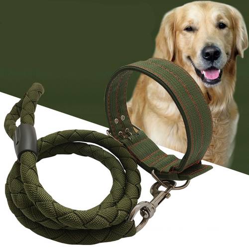 Fashion US Tactical Military Adjustable Dog Training Collar Nylon Leash Metal Buckle Dog Collar Leash Pet Supplies