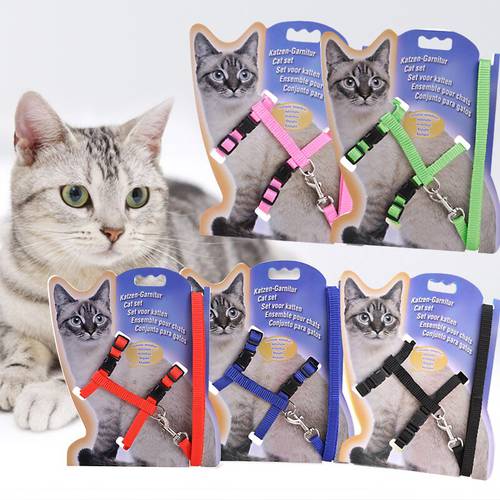 Pet Cat Collar Harness And Leash Adjustable Nylon Pet Traction Dog Kitten HCollar Cats Products for Cat Pet Harness Belt