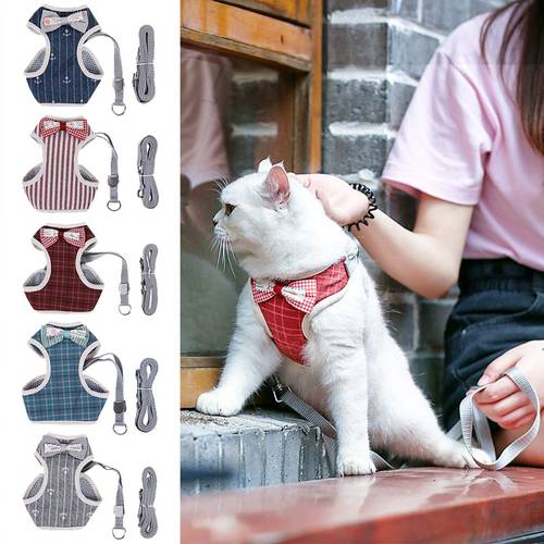 HOOPET Cat Dog Adjustable Harness Vest Walking Lead Leash For Puppy Dogs Collar Harness For Small Medium Dog Cat Pet