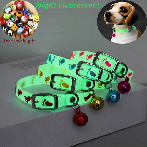 Night Glowing Collar for Cats with Bell Safety Walking Small Kitten Collar Cat Necklace Collar Gato Goods for Cats Coleira Gato