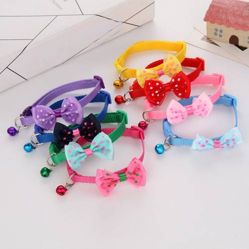 New Candy Color Adjustable Bow Tie Bell Bowknot Collar Necktie Puppy Kitten Dog Cat Pet Dress Up Supplies