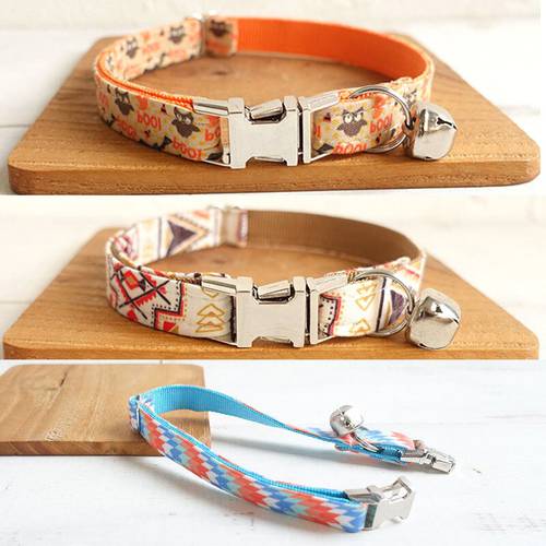 Kitten Cat Collar with Bell Personaliz ID Tag Neck Strap, Puppy Collar Small Dogs Chihuahua Yorshire Bulldog Collars Adjustable