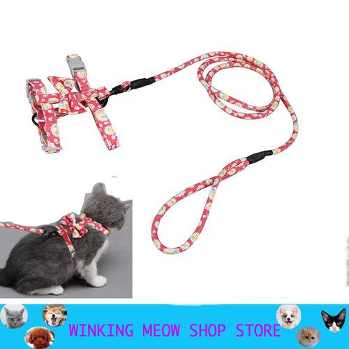 Cat Hand Holding Rope Chain Traction Rope Chest Strap Bow Accessories Adjustable Security Comfortable Cats Products For Pets