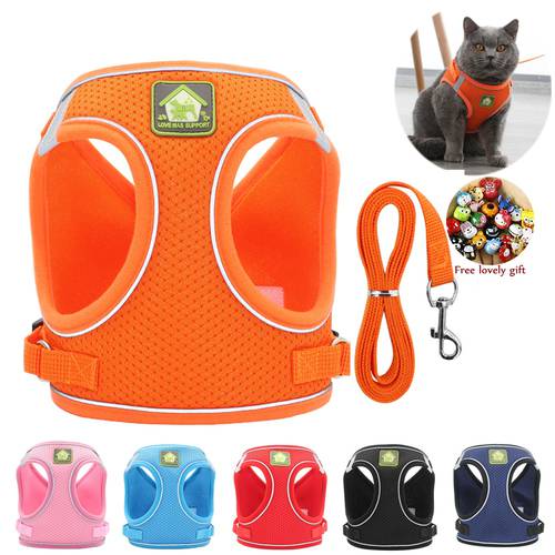 Reflective Cats Kitten Vest Harness Leash Set for Small Medium Cats Dogs Supplies Breathable Chest Strap Harness Walking Leash