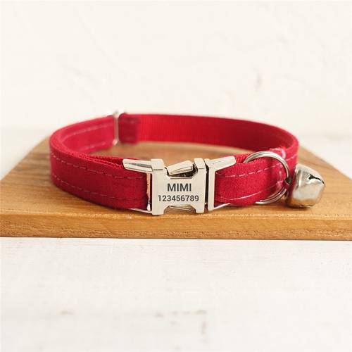 Personalized Cat Collar with Name and Number Cute Quality Cat Collar with Bells Breakaway Small Dog Walking Collars Adjustable