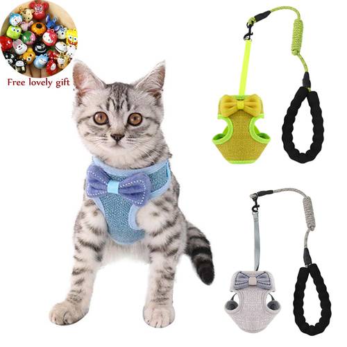 Bow Tie Cat Harness and Leash Set Adjustable Vest Walking Harness for Cats Leash for Kittens Kat Gatos Accesorios Harnais Chat