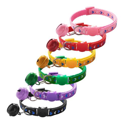Lovely Adjustable Nylon Easy Wear Cat Dog Footprint Safety Necklace Collar With Bell Puppy Pet Chihuahua Chain Supply Accessory