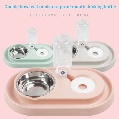 Automatic Pet Cat dog Feeder Bowls Water Dispenser Kitten Drinking Bowl Dogs Feeder Food Dish Stainless Steel Pet Bowl Goods