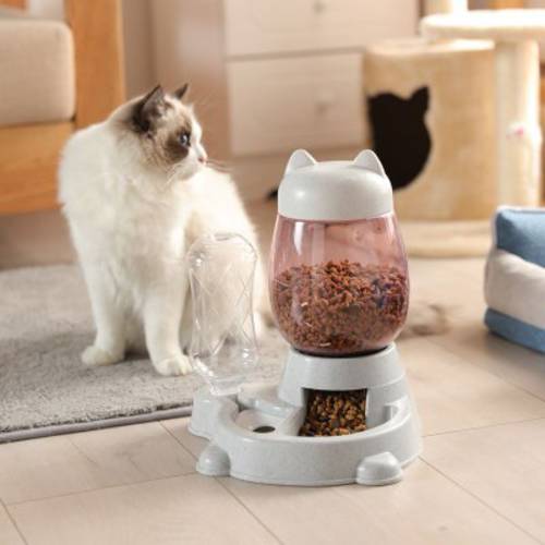 Cat Bowl Automatic Feeder Cat Dog Food Dispenser Pet Drinking Bowl Food Large Capacity Cats Dogs Feeding Bowls Pets Supplies