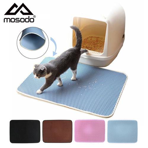 Mosodo Cat Litter Mat Waterproof Double-Layer Pet Kitten Litter Trapper Mats Non-slip Pad Litter Box for Cats House Clean