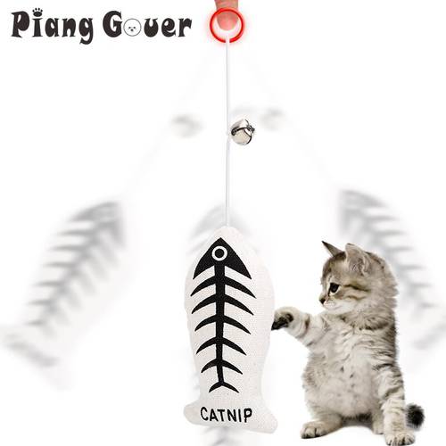 2pcs/lot Hang Fish Cat Toys Fish Bone Toy With Small Bell Funny Cat Teaser Pet Toy