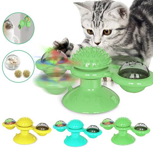 Pet Cats Toys Whirling Puzzle Training Turntable Supplies Windmill Ball Type Interactive At Kitten Play Cat Supplies158x74mm 15