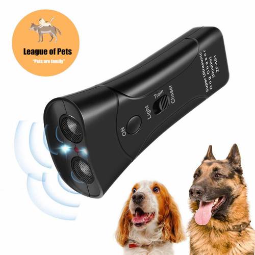 New Ultrasonic Dog Chaser Aggressive Attack Dogs Repeller Pets Trainers LED Flashlight Useful Pet Supplies Dog Training Tools