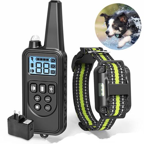 800m Electric Dog Training Collar Pet Remote Control Waterproof Rechargeable with LCD Display for All Size Shock Vibration Sound
