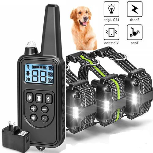 Pet 800m Electric Dog Training Collar Pet Remote Control Waterproof Rechargeable with LCD Display for All Size Bark-stop Collars